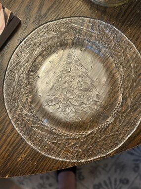 8 Clear Glass Holiday Tree Salad Plate